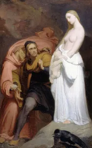 Mephistopheles Prints: Marguerite holding her dead child, c1846. Creator: Ary Scheffer