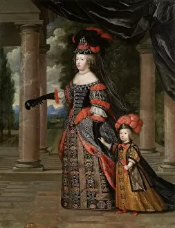 Maria Theresa of Spain with Her son, the Dauphin, Louis of France. Artist: Beaubrun, Henri (1603-1677)