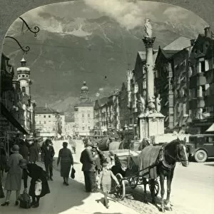 Tyrol Gallery: Maria-Theresien Strasse and Pillar of St. Anne, Insbruck, Austria, c1930s. Creator: Unknown