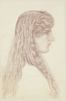 Maria Tepsithia Kassavetti Prints: Maria Zambaco - Profile Study, 1866. Creator: Sir Edward Coley Burne-Jones