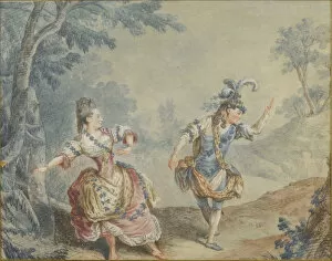 Marie Allard and Jean Dauberval in the opera-ballet Silvie. Artist: Carmontelle, Louis (1717-1806)