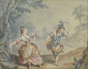 Marie Allard and Jean Dauberval in the opera-ballet Silvie. Artist: Carmontelle, Louis (1717-1806) Marie Allard and Jean Dauberval in the opera-ballet Silvie. Artist: Carmontelle, Louis (1717-1806)