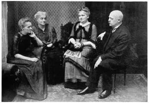 Marie Curie, Polish-born French physicist with members of her family in Warsaw, Poland, 1912