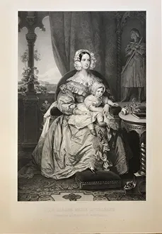 Marie d Orleans, duchess of Württemberg (1813-1839), with son Philipp, 1844