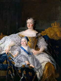 Marie Leszczynska with Louis, Dauphin of France. Artist: Belle, Alexis Simon (1674-1734)
