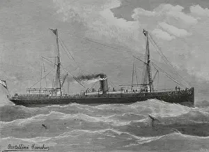 Steamship Prints: Marina Mercante espanola, (Spanish Merchant Navy), 1883. Creator: Eugenio Vela
