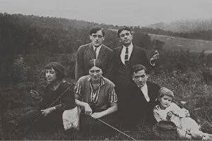 Marina Tsvetaeva and Sergey Efron with Konstantin Rodzevich (Sitting right). Prague, 1923