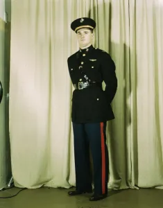 Studio Portrait Collection: Marine Corps Captain in dress blue uniform, World War II, between 1941 and 1945