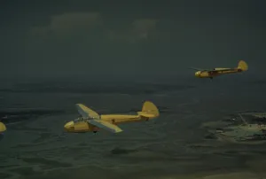 Marine Corps gliders in flight out of Parris Island, S. C. 1942. Creator: Alfred T Palmer