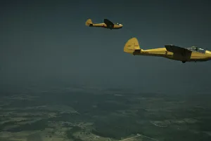 Airfield Collection: Marine Corps gliders being towed from Page Field, Parris Island, S.C. 1942. Creator: Alfred T Palmer