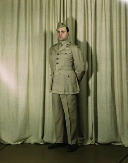 Studio Portrait Collection: Marine Corps Major in summer uniform, World War II, between 1941 and 1945. Creator: Howard Hollem