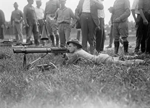 Marine Corps Rifle Range, Lewis Machine Gun Tests, 1917. Creator: Harris & Ewing. Marine Corps Rifle Range, Lewis Machine Gun Tests, 1917. Creator: Harris & Ewing