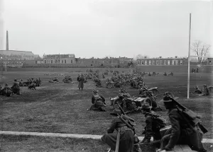 Demonstrating Prints: Marine Corps, U.S.N. Machine Gun Unit Demonstration at Ball Park