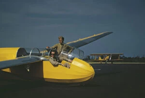 Marine lieutenant, glider pilot in training, ready for...at Page Field, Parris Island, S.C. 1942