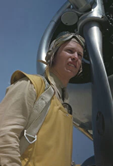 Aeroplane Gallery: Marine lieutenant, pilot with the power towing plane at page Field, Parris Island, S.C. 1942