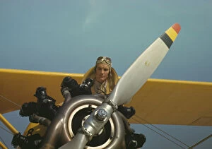 Marine Corps Gallery: Marine lieutenant with the towing plane for the gliders at Page Field, Parris Island, S.C. 1942