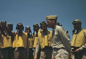 Palmer Alfred T Prints: Marine lieutenants studying glider piloting at Page Field