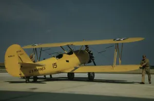 Palmer Alfred T Prints: Marine power plane which tows the training gliders at Page Field