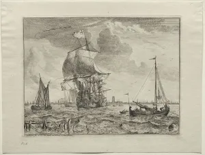 Early 18th Century Prints: Marine Scene with Amsterdam in the Distance, 1701. Creator: Ludolf Backhuysen (Dutch