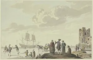 Marine Prints: Marine with skaters, 18th century. Creator: Unknown