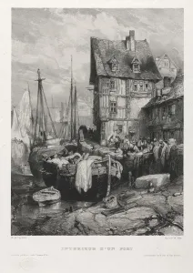 1803 1886 Prints: Six Marines: Interior of a Port, 1833. Creator: Eugene Isabey (French, 1803-1886); Morlot