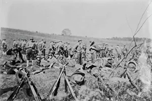 Us Marines Prints: Marines resting behind lines, between c1915 and c1920. Creator: Bain News Service