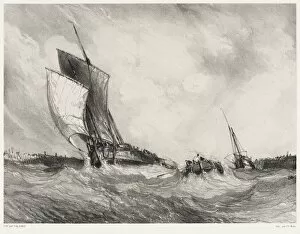 Lithograph On Chine Collé Gallery: Six Marines: Return to Port, 1833. Creator: Eugene Isabey (French, 1803-1886); Morlot