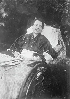 Wheelchair Prints: Marjorie Mahr in wheel chair, 1910. Creator: Bain News Service