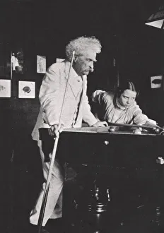 Clemens Prints: Mark Twain, American author, playing pool, c1900s(?)