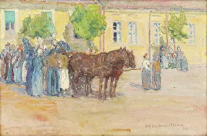 Elemr Halsz Hradil Prints: At the Market, 1910. Creator: Elemir Halasz-Hradil