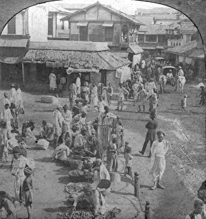 Gujarat Prints: A market in Ahmedabad, India, 1902. Artist: BL Singley