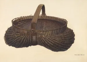 Wicker Prints: Market Basket, c. 1940. Creator: DJ Grant