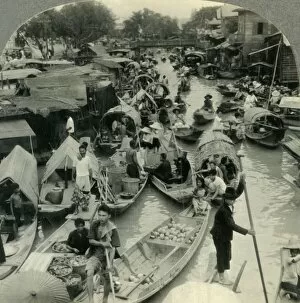 Local Industry Gallery: Market Boats on a Canal Leading into the Menam River, Bangkok, Siam, c1930s. Creator: Unknown