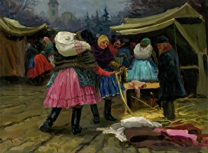 Mousson Teodor Jozef Prints: At the market, c1923. Creator: Teodor Jozef Mousson