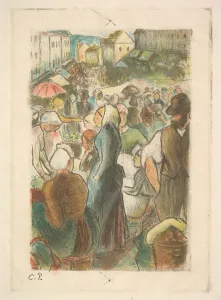 Trader Gallery: The Market at Gisors: Rue Cappeville, 1894-95. Creator: Camille Pissarro