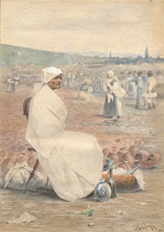 Vendor Prints: On the market in Myjava, 1886. Creator: Joza Uprka