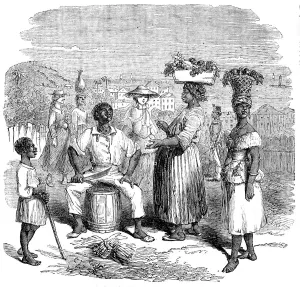 Machete Prints: The Market in Nassau, New Providence, 1856. Creator: Unknown