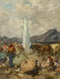 Market Place Prints: At the Market near the Holy Trinity Column in Szolnok