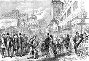 Market Place Prints: The Market-Place, Leipsic, during the Fair, 1872. Creator: Unknown