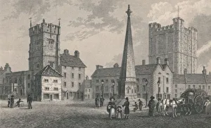 Hoop Prints: Market Place Richmond, Trinity Church and Keep of Richmond Castle, 1831. Artist: J Shury