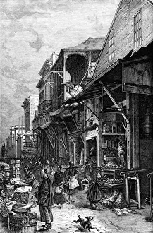 Chinatown Prints: A market place in San Francisco, California, USA, mid 19th century (c1880)
