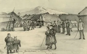 Tourists Gallery: Market place, Tsingtao, China, 1898. Creator: Christian Wilhelm Allers