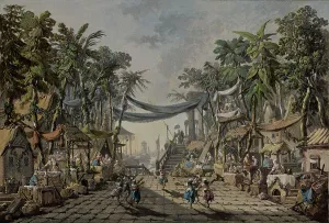 Market Place Prints: Market Scene in an Imaginary Oriental Port, about 1764. Creator: Jean-Baptiste Pillement