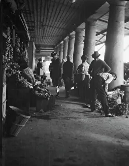 Interiors Prints: Market scene, New Orleans, between 1920 and 1926. Creator: Arnold Genthe