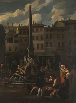 Marketplace Prints: Market Scene in Rome, Piazza Navonna, 1650-1680. Creator: Unknown