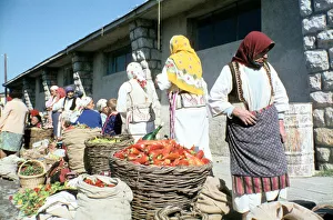 Headscarf Prints: Market on the shores of Lake Ohrid, Macedonia