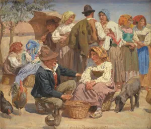 Joakim Skovgaard Prints: Market in Sora, 1893. Creator: Joakim Skovgaard