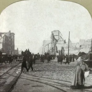 Tram Line Prints: Market St. from ferry depot - Chronicle and Call buildings in distance