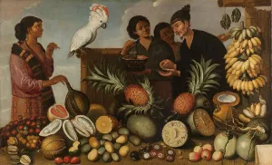 Ananas Sativus Prints: A Market Stall in Batavia, c.1640-c.1666. Creator: Andries Beeckman