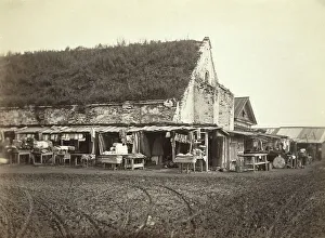 Stalls Prints: Market stalls beside old powder magazine, Irkutsk, between 1885 and 1886. Creator: Unknown